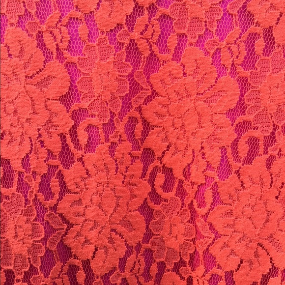👗Orange Lace Dress w/Fuchsia Lined TUNIC  Sz L/Xl - Picture 4 of 12